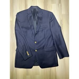 Ralph Lauren Blazer Men 42L Navy Blue Wool Golden Button Sports Coat Jacket Vtg